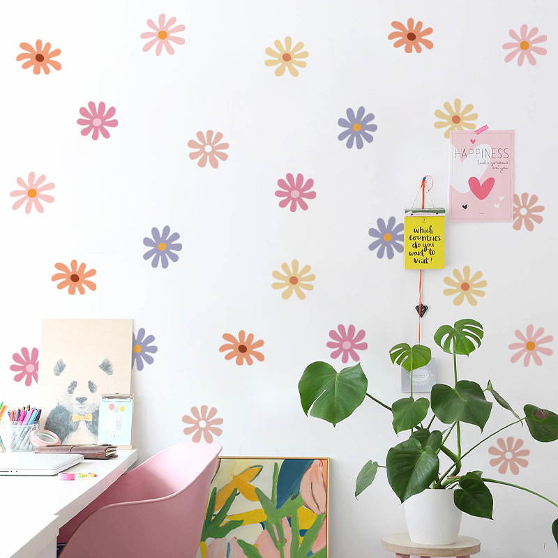 Baby Nursery Peel And Stick Wallpaper - 데이지 꽃 벽 스티커 어린이 보육