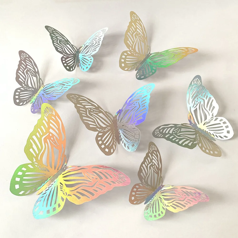 Baby Girl Nursery Quotes - 12개의 화려한 은색 나비 벽 장식