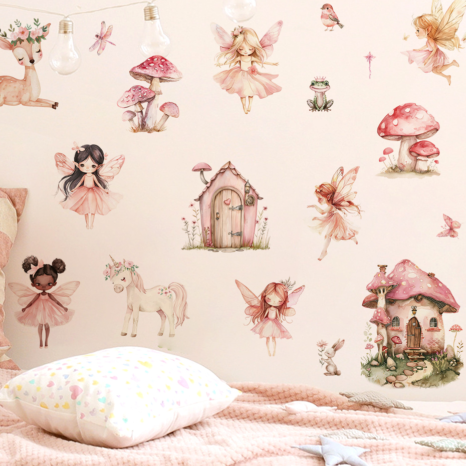 Baby Girl Nursery Quotes - 귀여운 만화 요정 버섯 집 식물