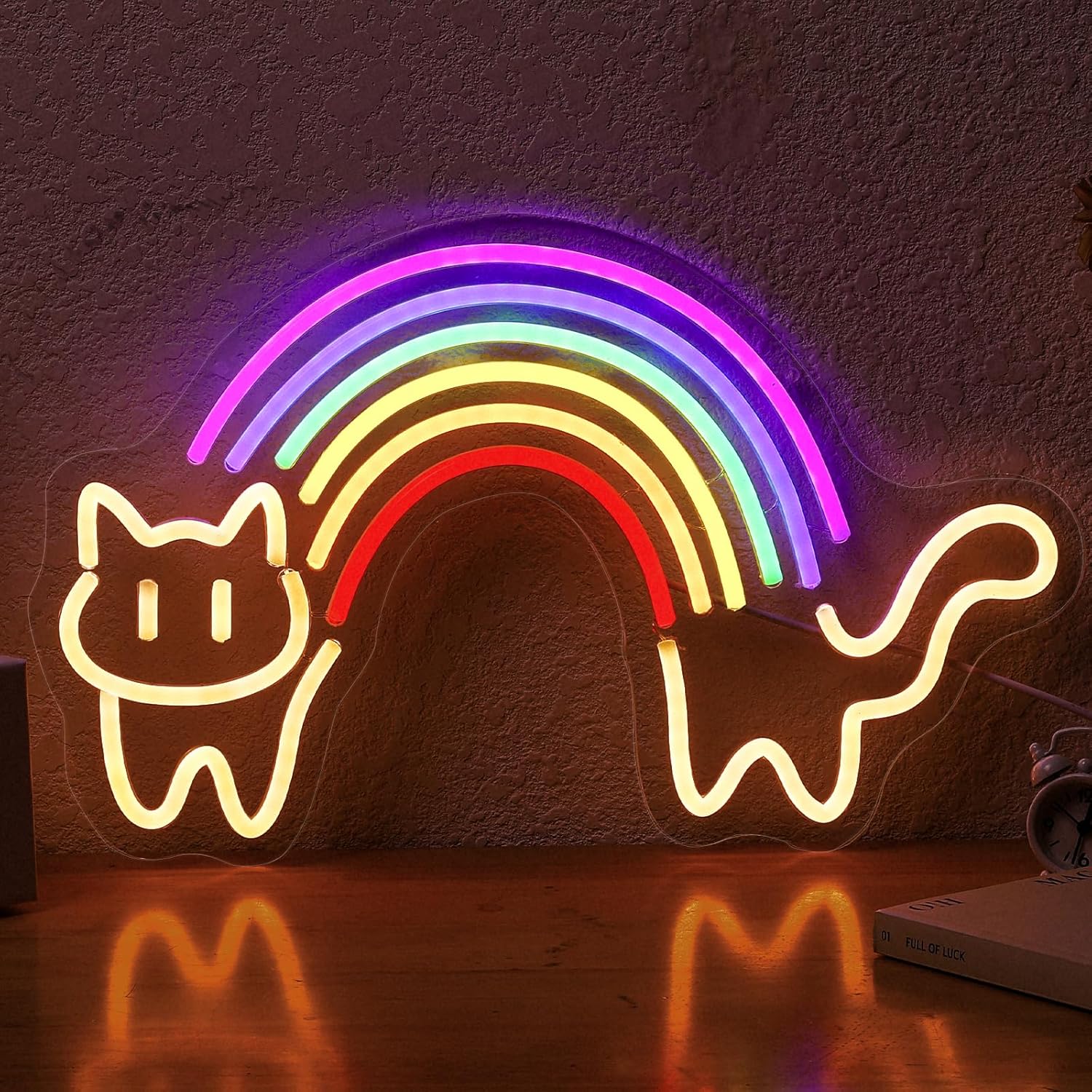 Baby Nursery Wall Lights - 무지개 고양이 네온사인 귀여운 고양이 네온