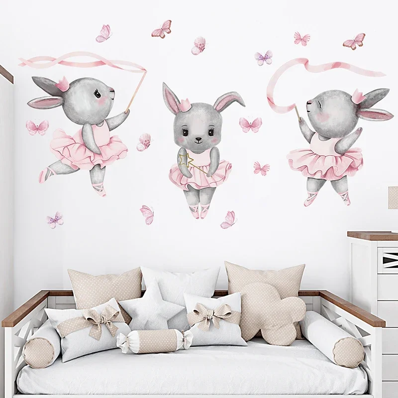Baby Girl Nursery Quotes - 손으로 그린 ​​발레 토끼 토끼 댄서