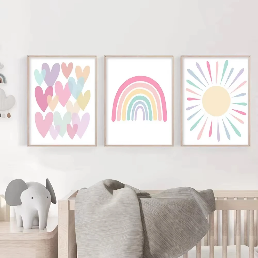Baby Nursery Frames - (액자 없음) 만화풍 하트 포스터, 아기