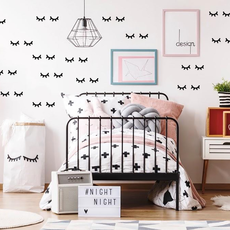 Baby Nursery Decor Girl - 어린이 방 장식 속눈썹 벽 스티커,
