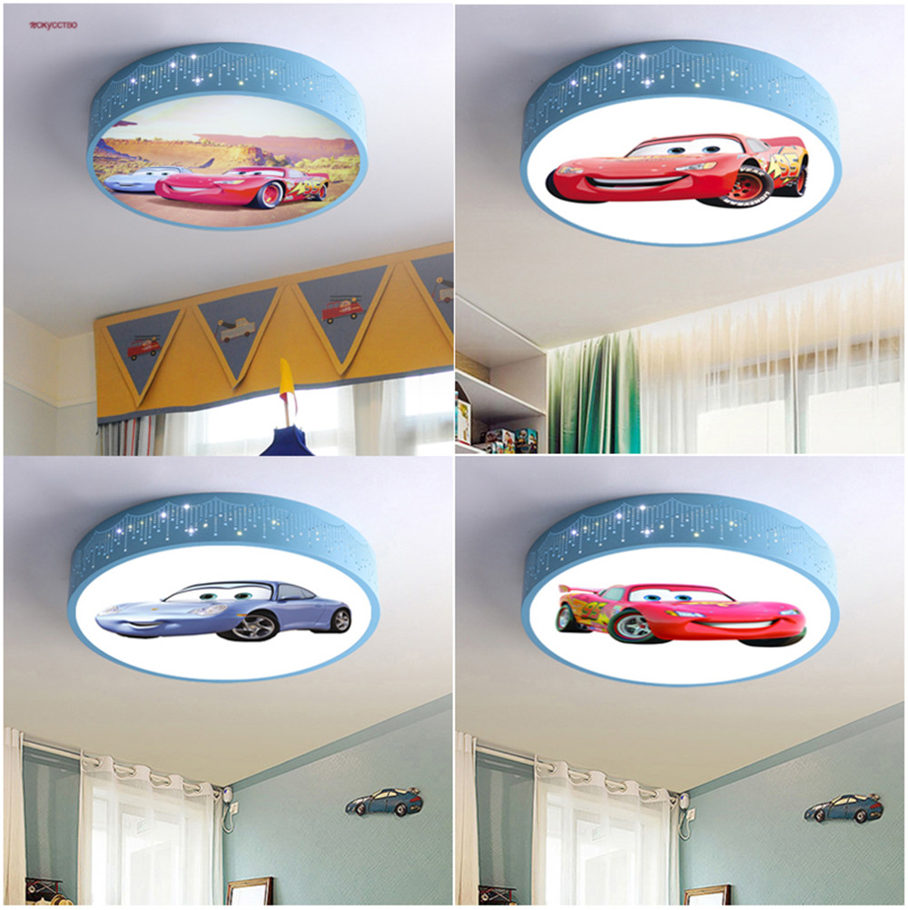 Baby Nursery Light Fixture - 만화 자동차 원형 Led 천장 램프,