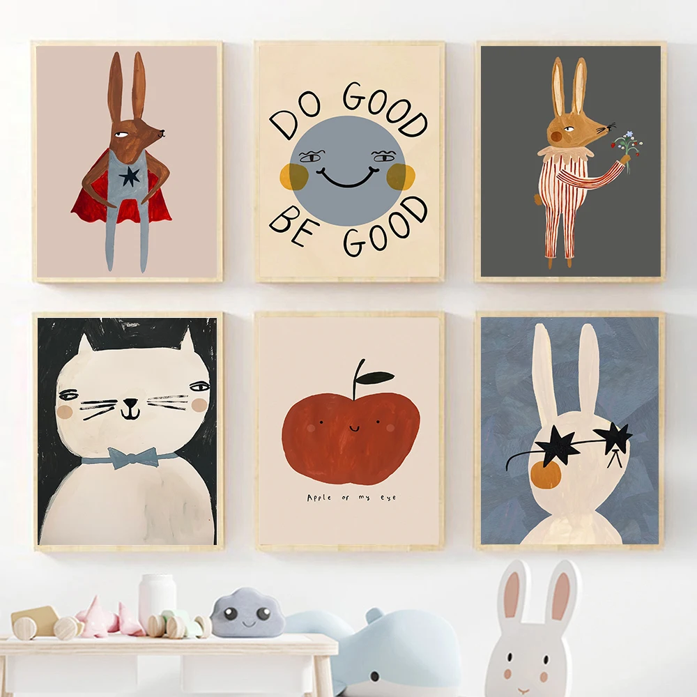 Baby Nursery Frames - (액자 없음) 재미있는 만화 토끼, 곰,