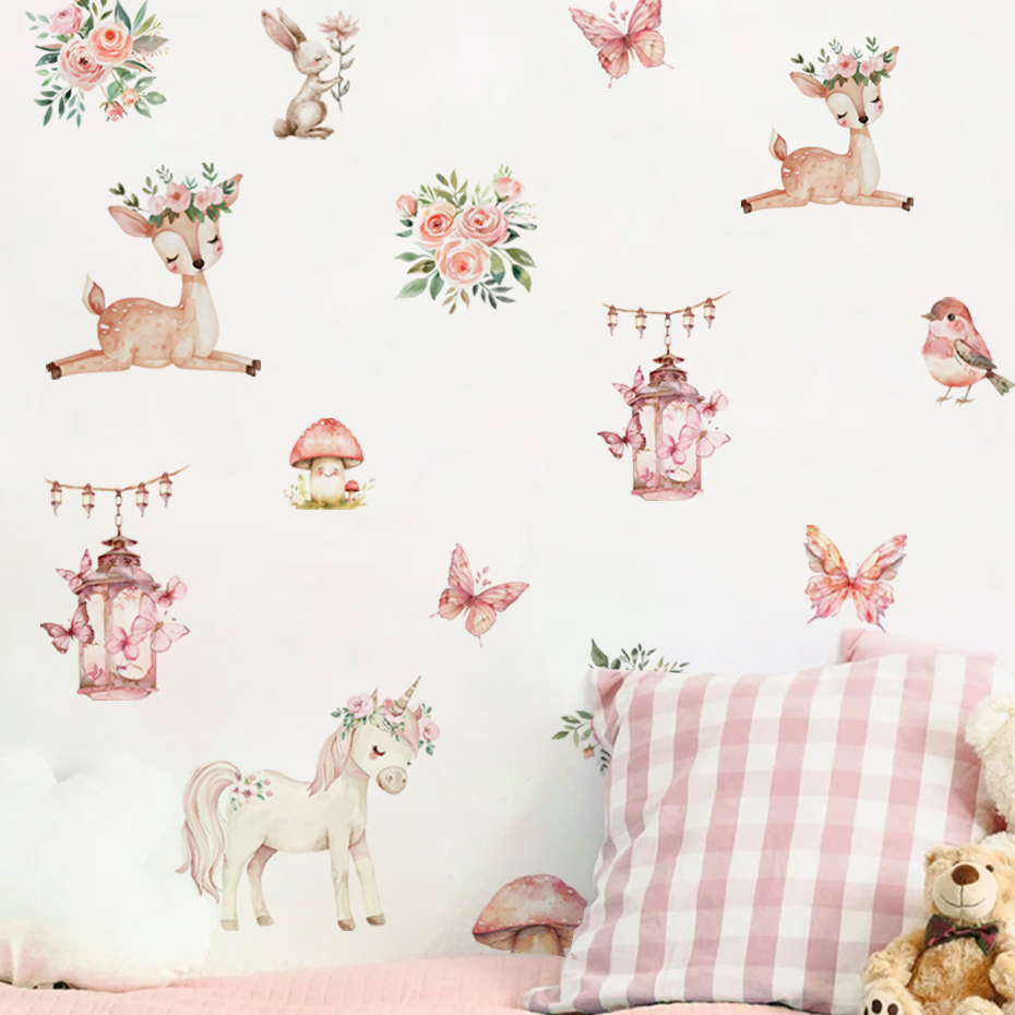 귀여운 만화 사슴 집 벽 스티커, 어린이 방 아기 여아 - Baby Girl Nursery Quotes 리뷰 및 가격