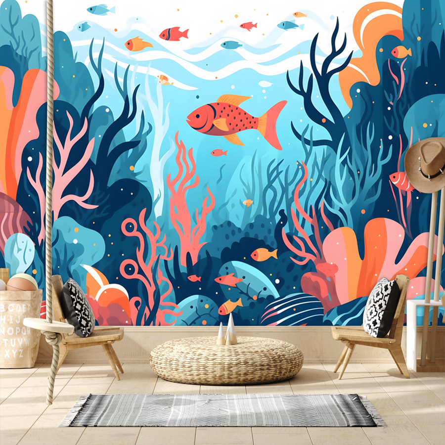 6+ 만화 캐릭터 붙이는 벽지, 거실 바다 세계 물고기 - Baby Nursery Peel And Stick Wallpaper 리뷰 및 가격