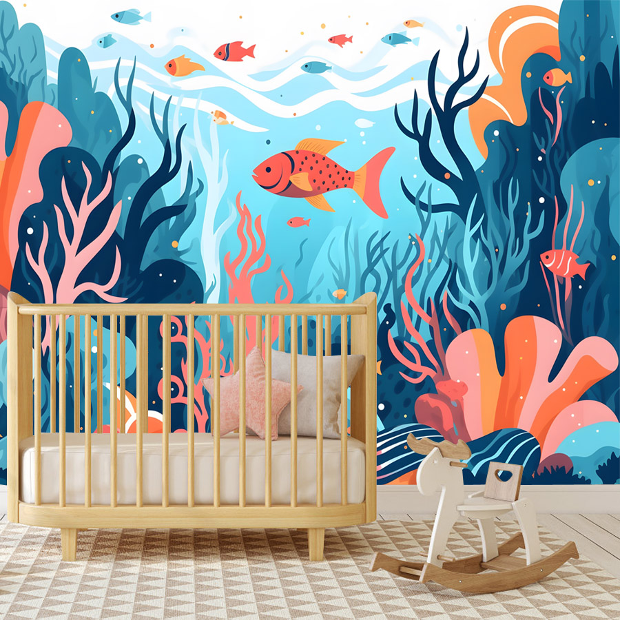 6+ 만화 캐릭터 붙이는 벽지, 거실 바다 세계 물고기 - Baby Nursery Peel And Stick Wallpaper 리뷰 및 가격