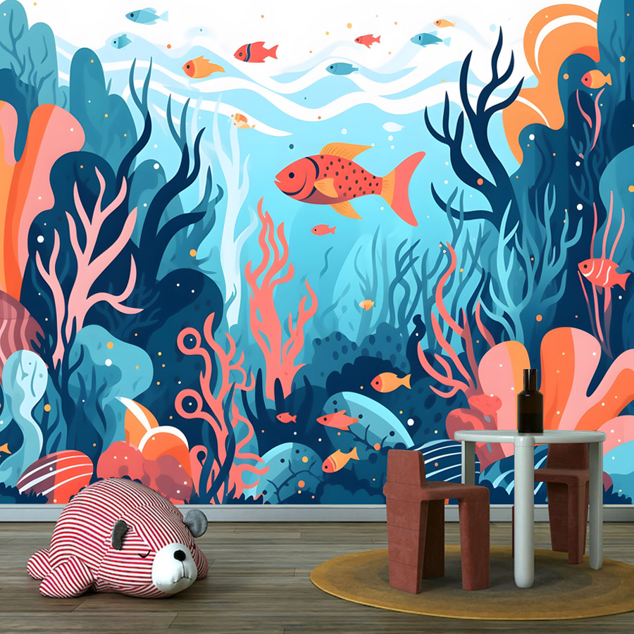 6+ 만화 캐릭터 붙이는 벽지, 거실 바다 세계 물고기 - Baby Nursery Peel And Stick Wallpaper 리뷰 및 가격
