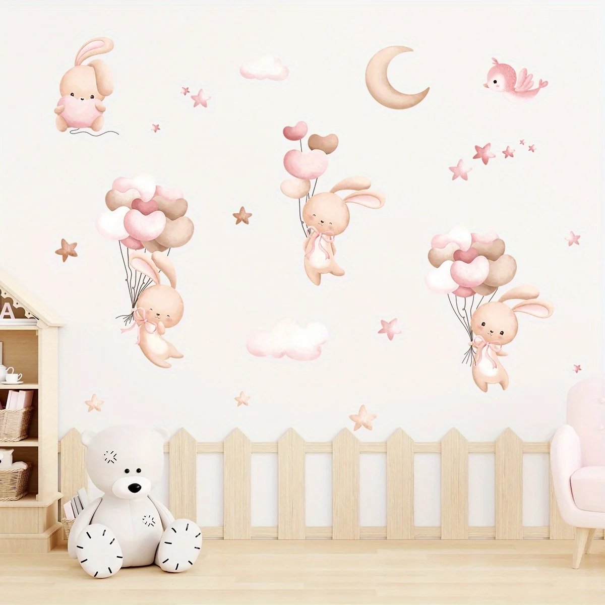 여자 방에 대 한 귀여운 토끼 풍선 벽 스티커 아기 보 - Baby Girl Nursery Quotes 리뷰 및 가격