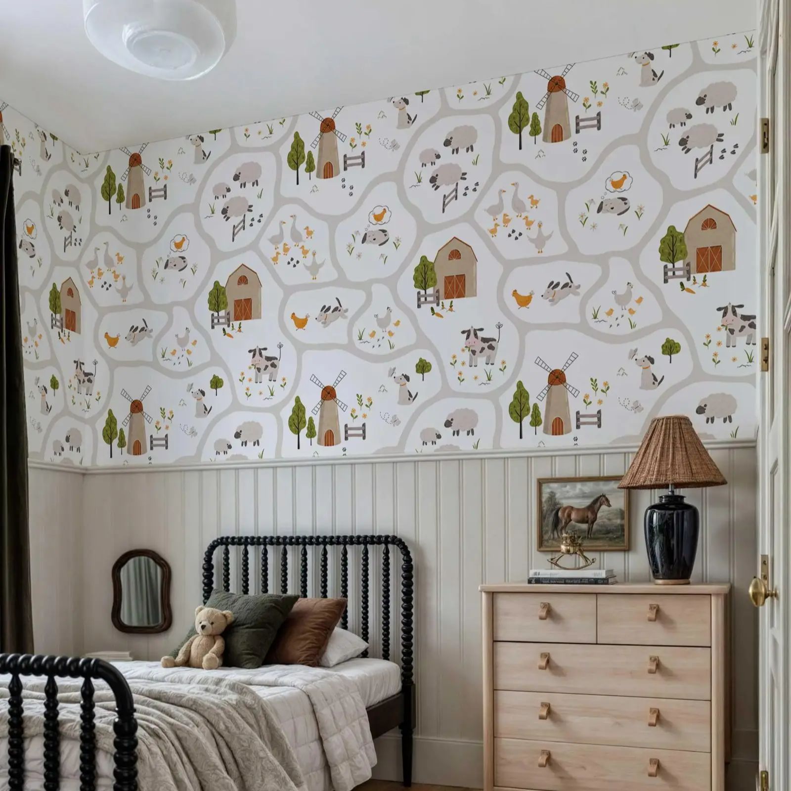 귀여운 농장 동물 어린이 벽지 껍질과 스틱, 보육 벽  - Baby Nursery Peel And Stick Wallpaper 리뷰 및 가격