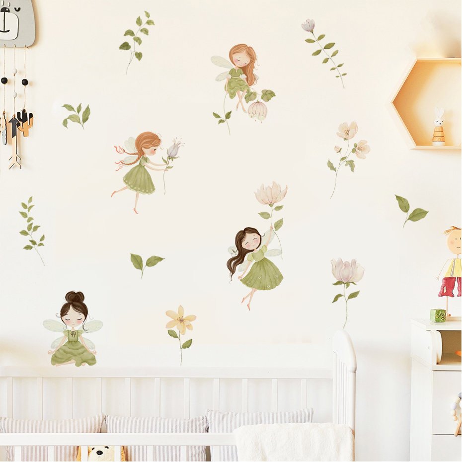 귀여운 만화 요정 버섯 집 식물 벽 스티커 꽃 요정 벽 - Baby Girl Nursery Quotes 리뷰 및 가격