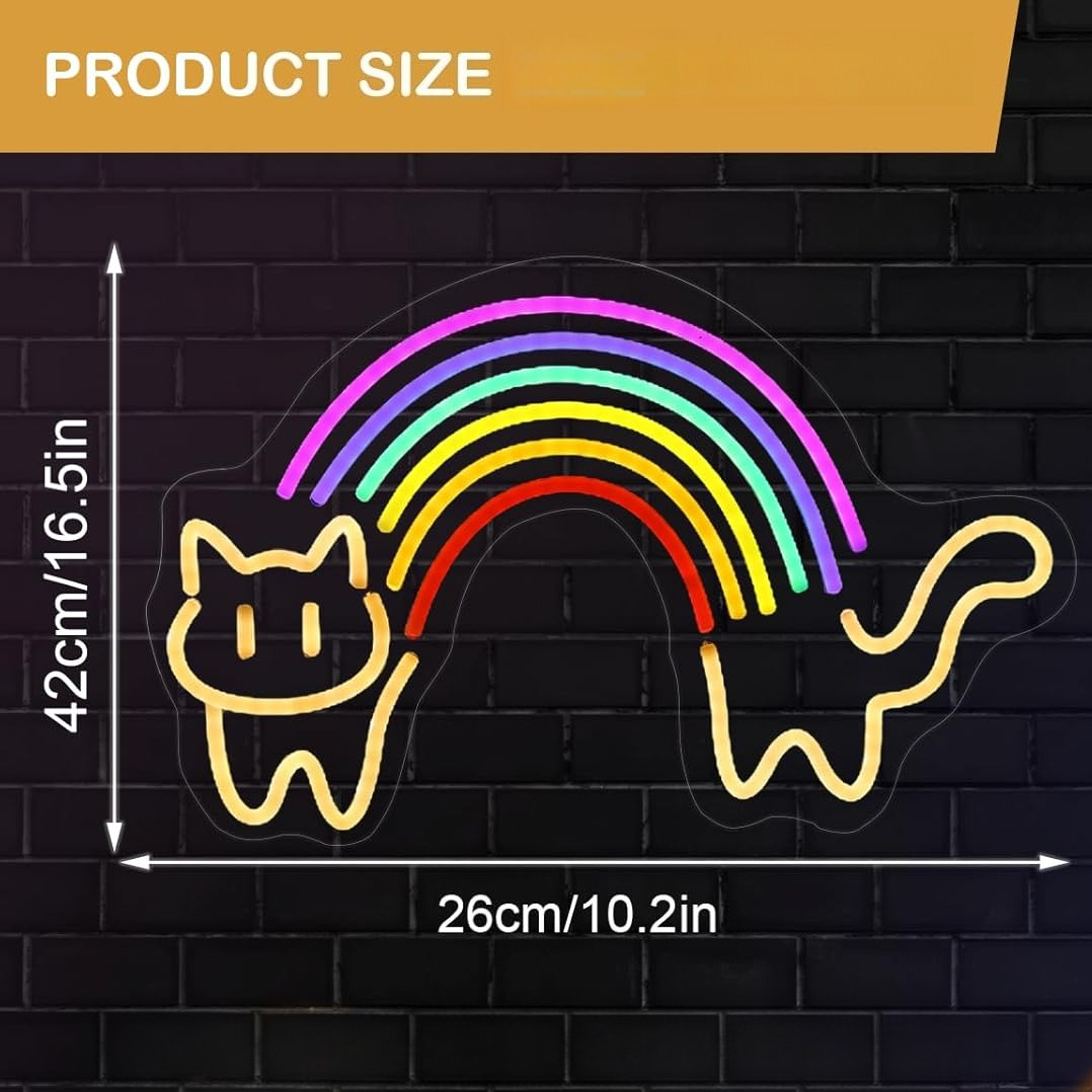 무지개 고양이 네온사인 귀여운 고양이 네온 조명 USB - Baby Nursery Wall Lights 리뷰 및 가격