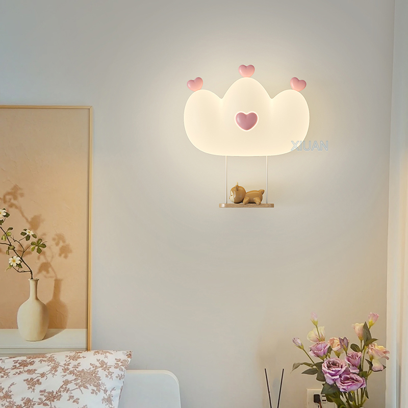 여아용 로맨틱 핑크 크라운 벽 램프, 곰 원숭이 토끼  - Baby Nursery Wall Lights 리뷰 및 가격