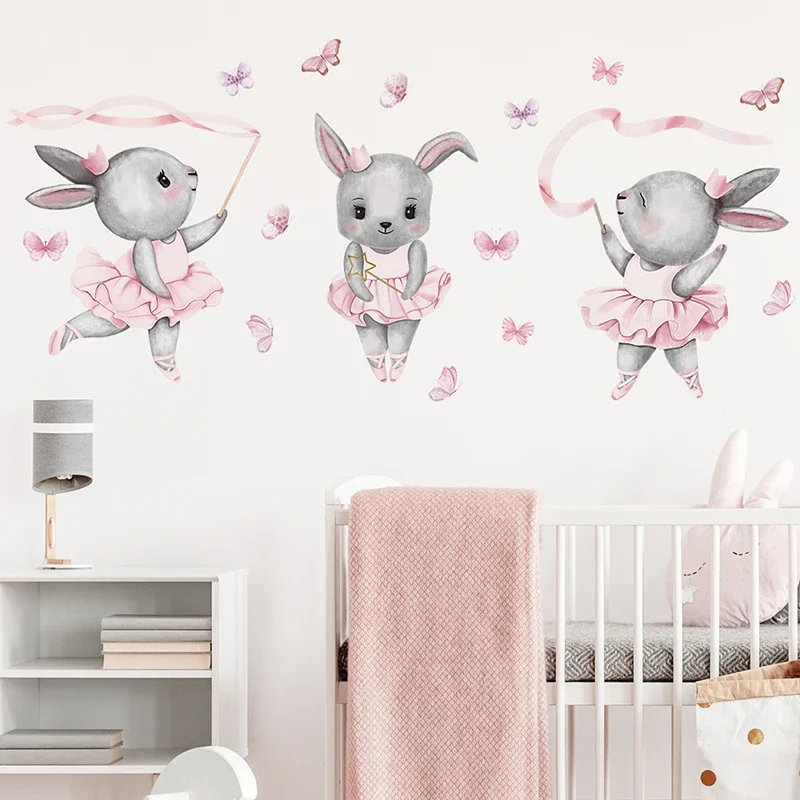 손으로 그린 ​​발레 토끼 토끼 댄서 귀여운 동물 벽  - Baby Girl Nursery Quotes 리뷰 및 가격