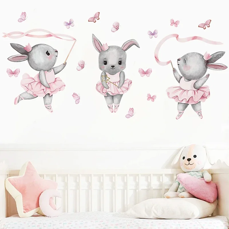손으로 그린 ​​발레 토끼 토끼 댄서 귀여운 동물 벽  - Baby Girl Nursery Quotes 리뷰 및 가격