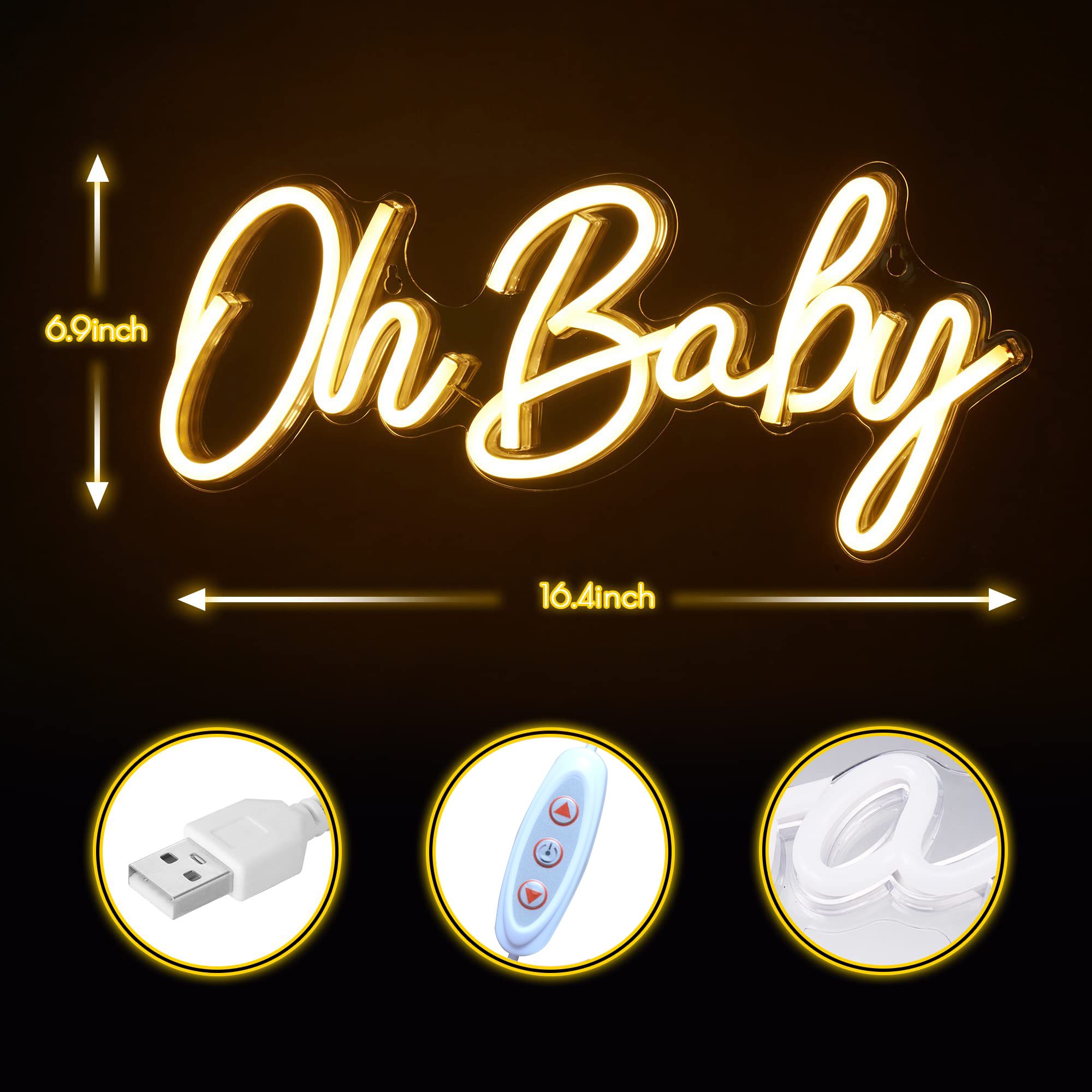 오 베이비 네온사인 USB 디머블 LED 네온 조명,  - Baby Nursery Wall Lights 리뷰 및 가격