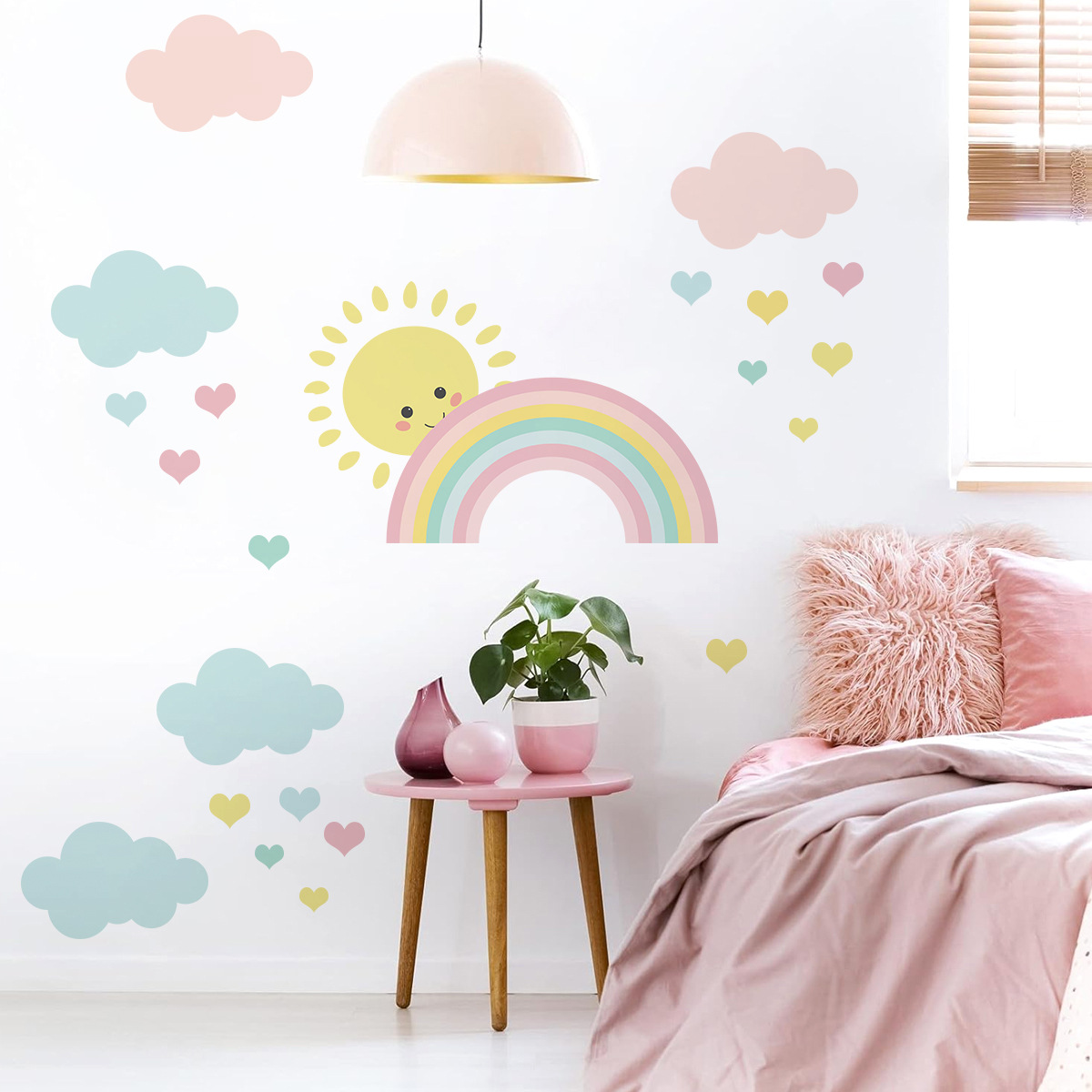 만화 태양 무지개 구름 벽 데칼 보육소 소녀 소년 침실 - Baby Nursery Decor Girl 리뷰 및 가격