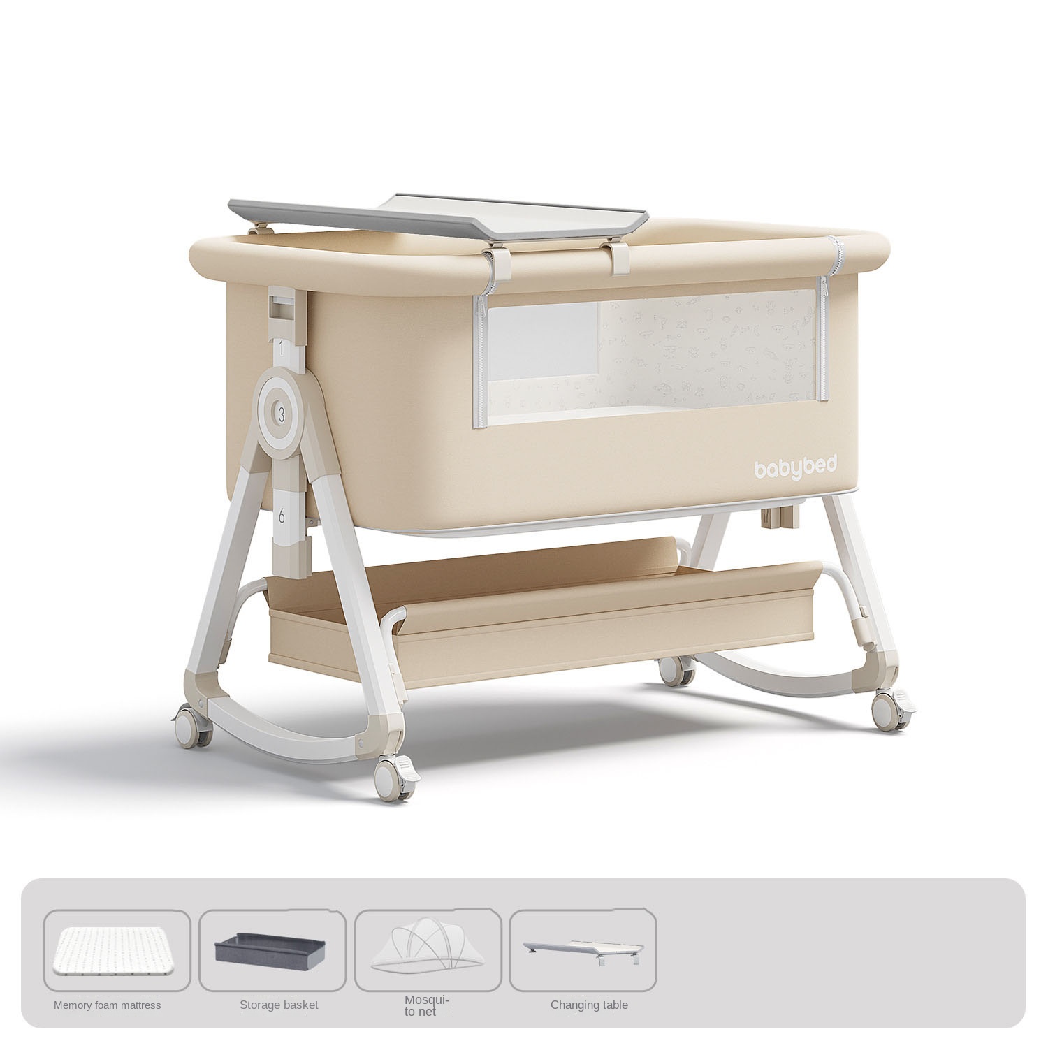 아기 침대, 휴대용 및 높이 조절 가능, 접이식, 매트 - Baby Nursery Trolley 리뷰 및 가격