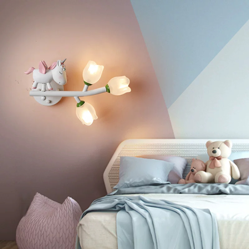 어린이방 공주방 침대 옆 벽등 레진 소녀 유리 꽃 램프 - Baby Nursery Wall Lights 리뷰 및 가격