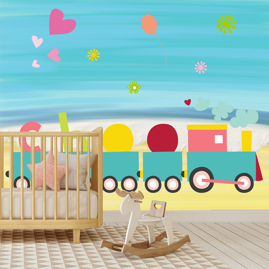 거실 벽지, 홈 데코, 유아방, 아기 침실, 기차, 소 - Baby Nursery Peel And Stick Wallpaper 리뷰 및 가격