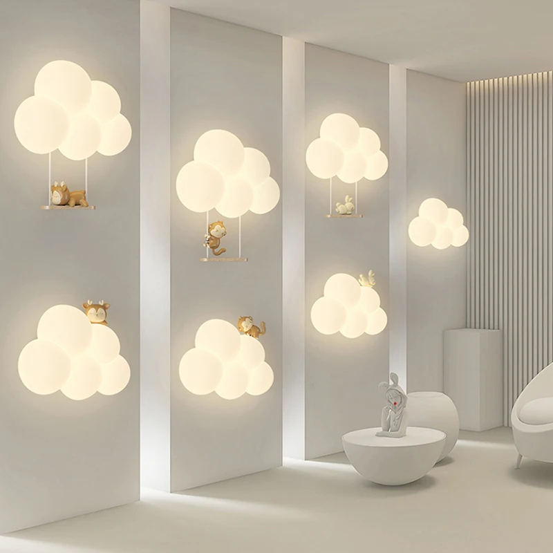 크림 스타일 만화 크리 에이 티브 침실 머리맡 구름 벽 - Baby Nursery Wall Lights 리뷰 및 가격