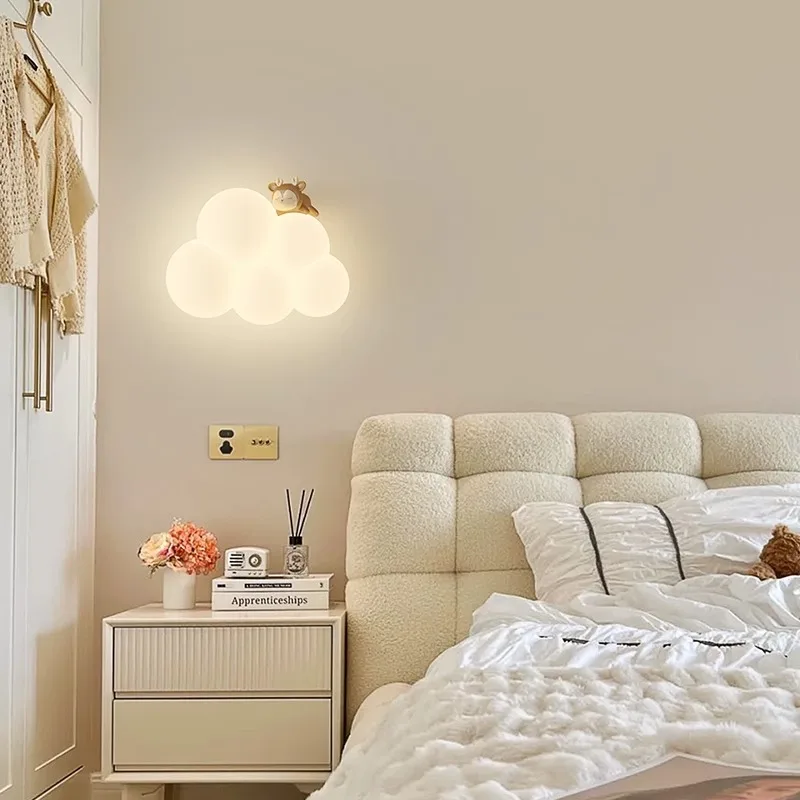 크림 스타일 만화 크리 에이 티브 침실 머리맡 구름 벽 - Baby Nursery Wall Lights 리뷰 및 가격