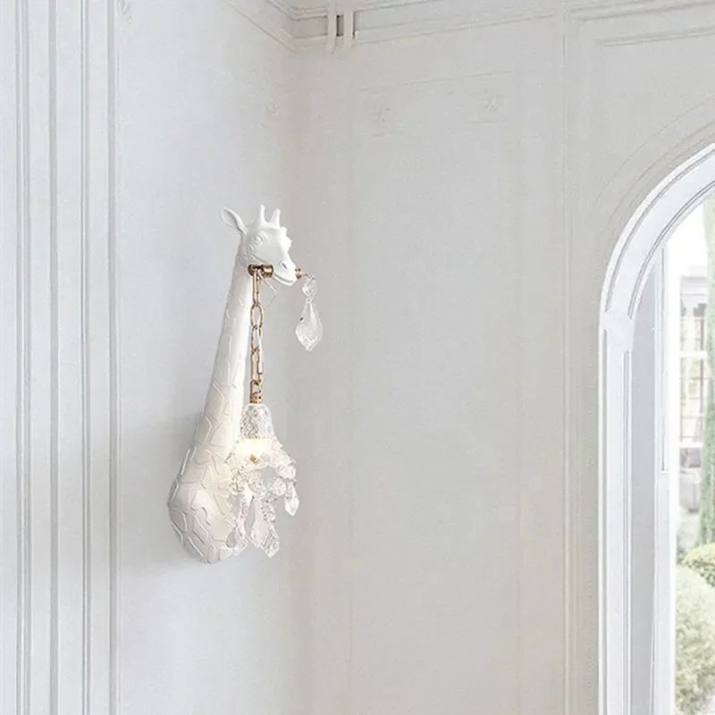 북유럽 새로운 수지 기린 LED 벽 조명 침실 머리맡  - Baby Nursery Wall Lights 리뷰 및 가격