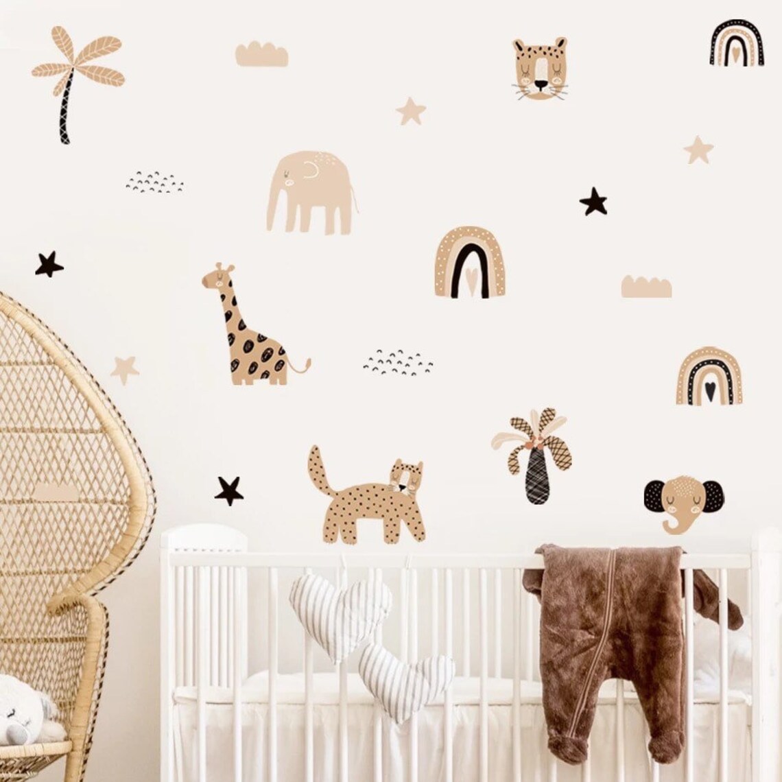 Boho 만화 무지개 별 귀여운 동물 얼굴 수채화 보육 - Baby Nursery Decor Girl 리뷰 및 가격